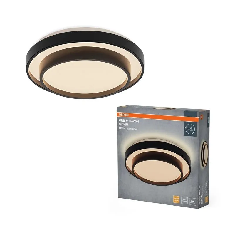 Šviestuvas lubų Osram. LED. 24W. 3000K. 1450lm. DIA385. juoda