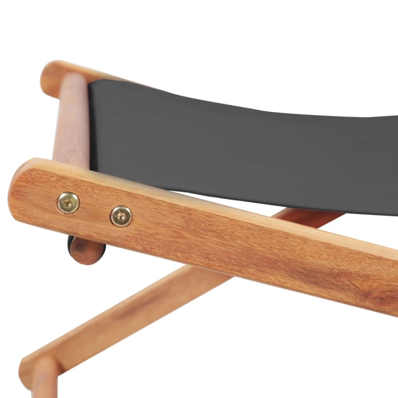 vidaXL salokāms pludmales krēsls, pelēks audums, koka rāmis