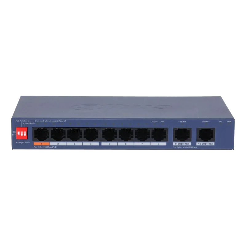 Switch-DAHUA-DH-CS4010-8ET2GT-60-Switch layer L2-8xRJ-45 ports-RJ-45 Ports Type Fast Ethernet ,10-100,-2xGigabit Ethernet