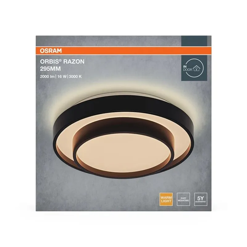 Šviestuvas lubų Osram. LED. 16W. 3000K. 1000lm. DIA295. juoda