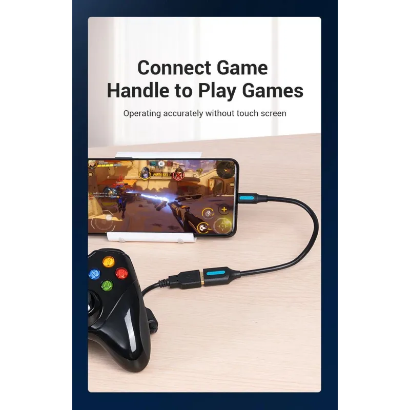 Cable usb2.0c male to a female-0.15m black ccsbb vention