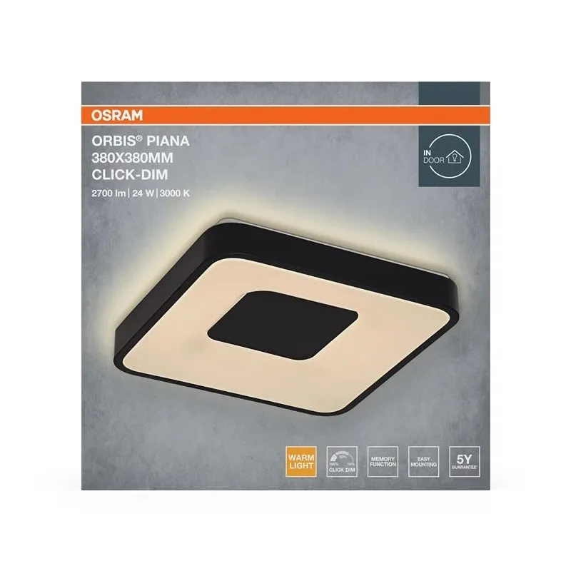 Šviestuvas lubų Osram. LED. 24W. 3000K.1450lm. DIA380. juodas
