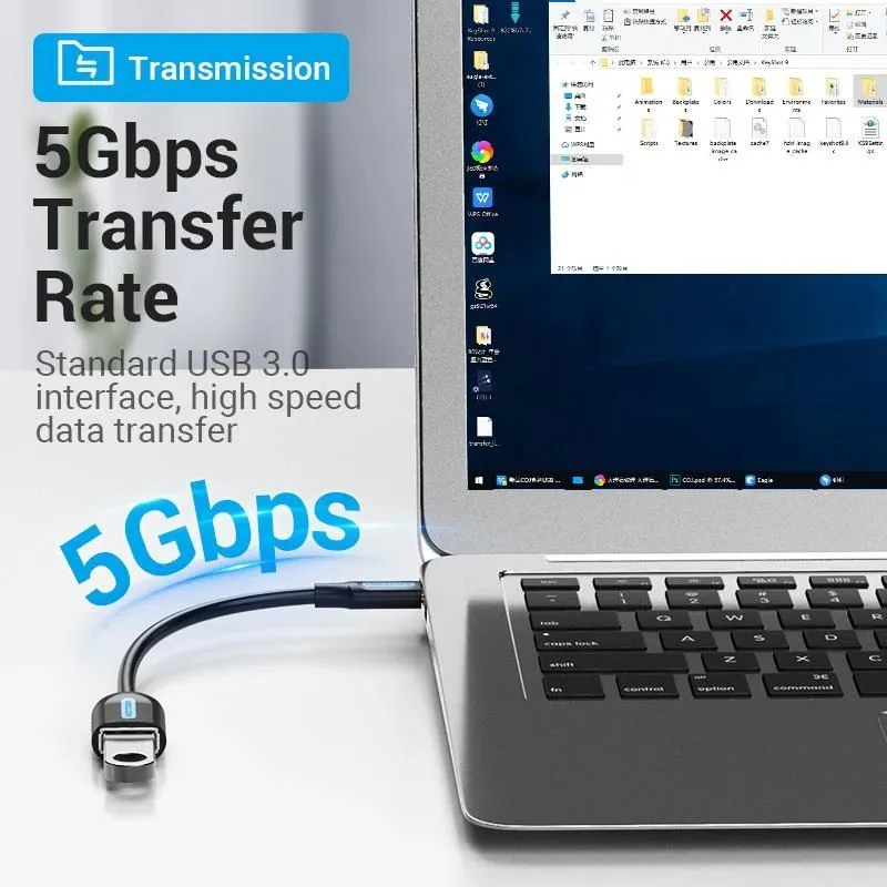 Cable usb3.1c male to a female-0.15m black ccvbb vention