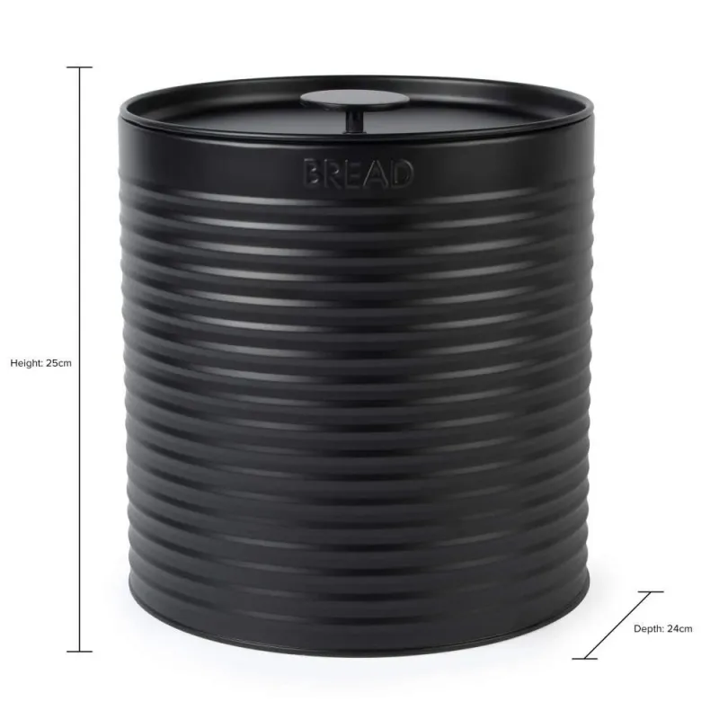 Russell Hobbs RH03269EU7 Ribbed Bread Bin, Black