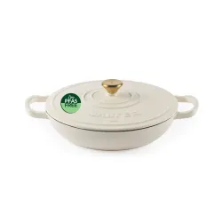 Salter BW13772C Chester 2.8L Shallow Cast Iron Casserole Pot 30 cm, Cream