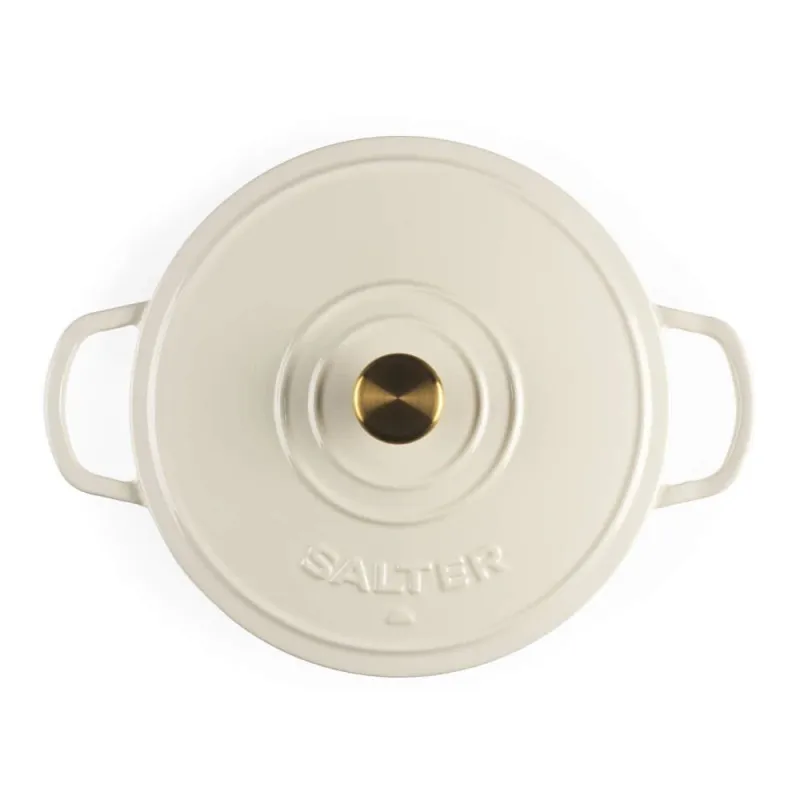 Salter BW13772C Chester 2.8L Shallow Cast Iron Casserole Pot 30 cm, Cream