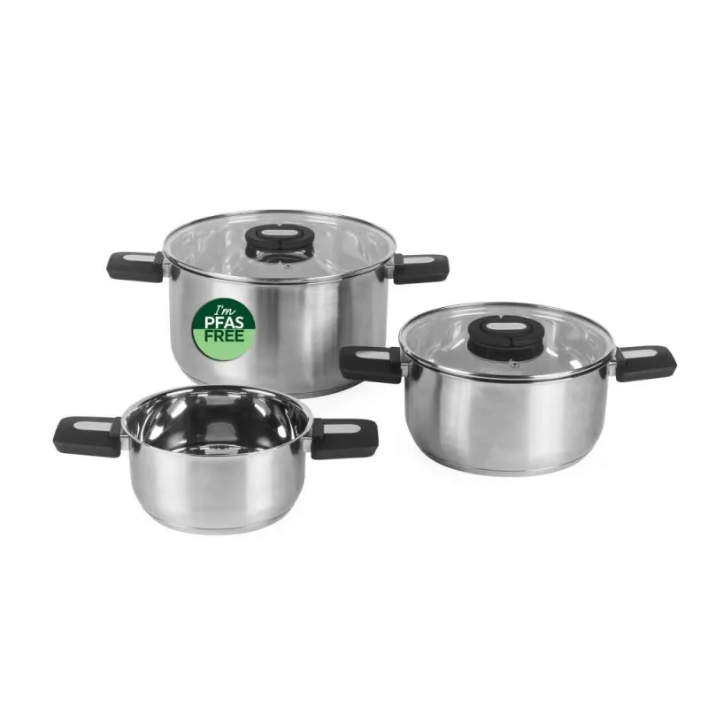 Salter BW14354 Stack-In Stainless Steel 3 Piece ,16-22-24 cm, Stockpot Set