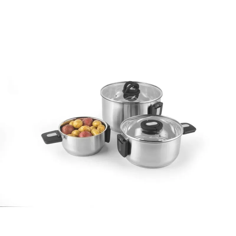 Salter BW14354 Stack-In Stainless Steel 3 Piece ,16-22-24 cm, Stockpot Set