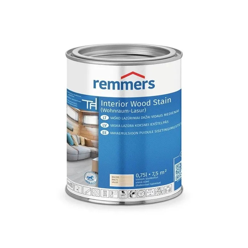 Lazūra Remmers Interior Wood Stain. balta sp.. 0.75 l