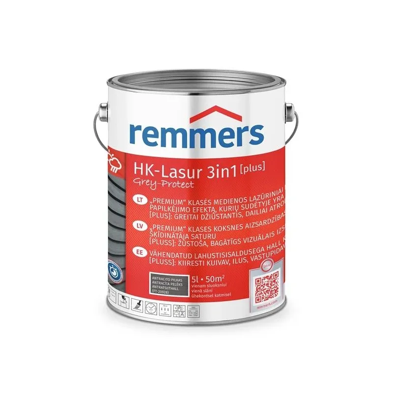 Medienos impregnantas HK-Lasur 3in1 FT20928. antracito sp.5l