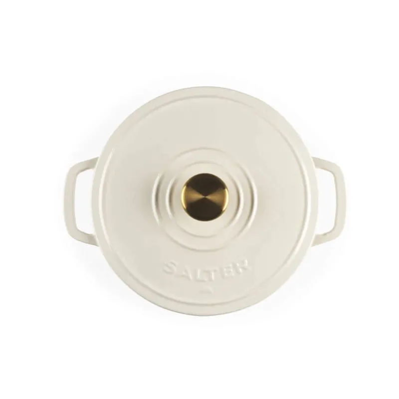 Salter BW13771C Chester 3.4L Cast Iron Casserole Pot 24 cm, Cream