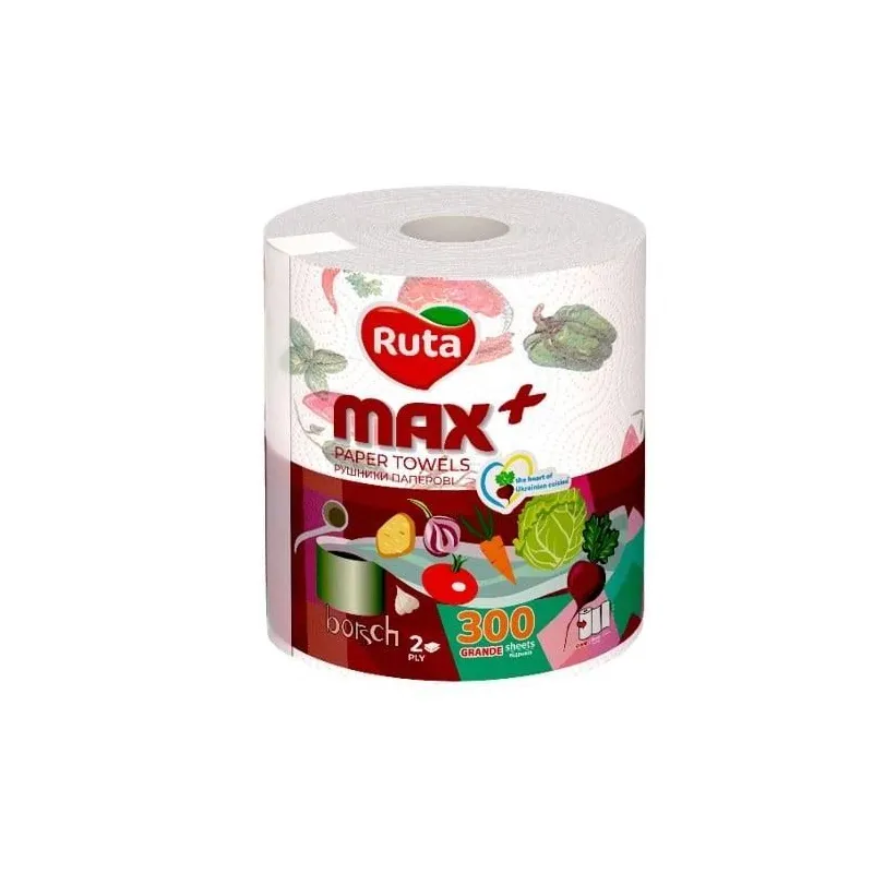 Papīra dvieļi Rūta Barščiai Max+. 2 sl