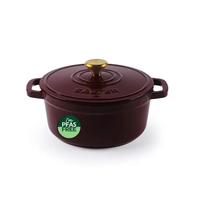 Salter BW13771R Chester 3.4L Cast Iron Casserole Pot 24 cm, Red