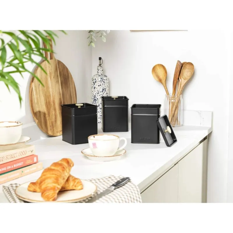 Salter BW14370 Alchemy 3-Piece Canister Set, Black