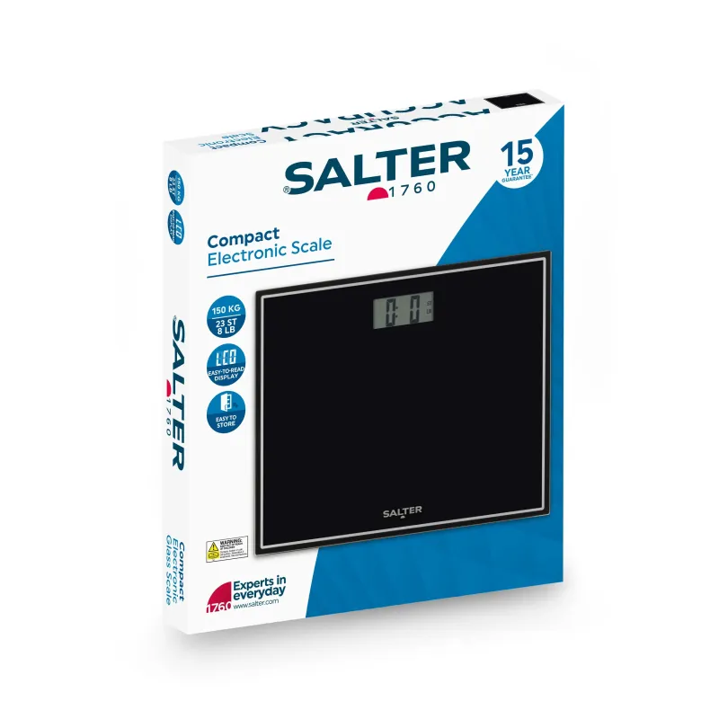 Salter 9207 BHCFEU12 Compact Electronic Bathroom Scale, Black