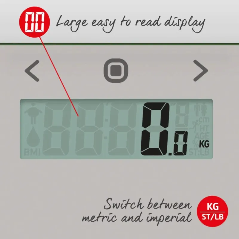 Salter 9113 GFEU12 Compact Glass Analyser Bathroom Scales, Grey