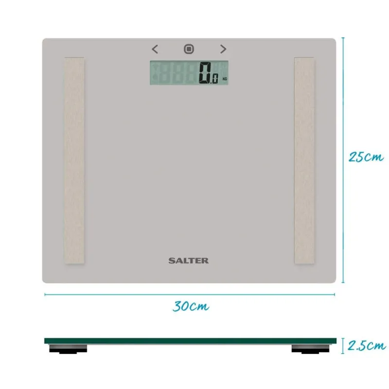 Salter 9113 GFEU12 Compact Glass Analyser Bathroom Scales, Grey
