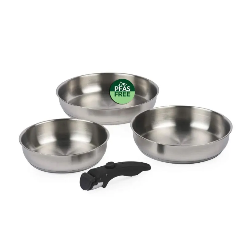 Russell Hobbs RH04033 Stainless Steel 4-Piece Smart Clip Fry Pan Set
