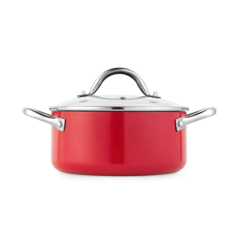 Russell Hobbs RH03821 Riviera 4-Piece Pan Set, Red