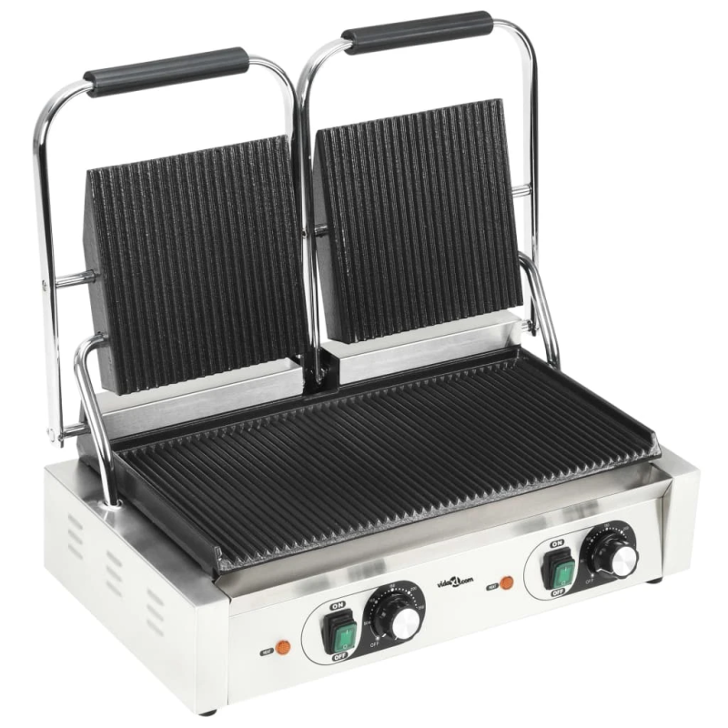 vidaXL panini grils ar rievotu virsmu, 3600 W, 57x30,5x20 cm