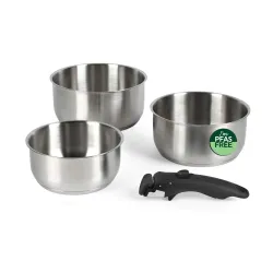 Russell Hobbs RH04034 Stainless Steel 4-Piece Smart Clip Saucepan Set