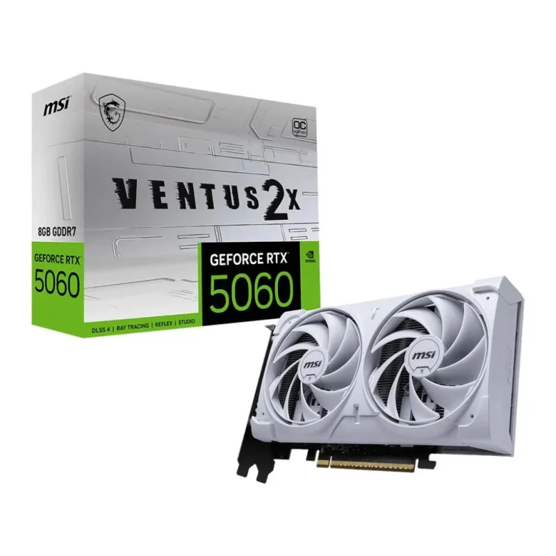 Graphics Card-MSI-NVIDIA-GeForce RTX 5060-8 GB-GDDR7-128 bit-PCI Express x16 5.0-Active-50608GVENTUS2XOCWH