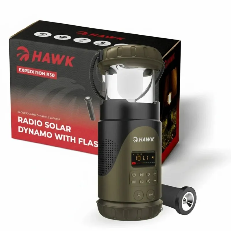 Hawk HWRDI430GN Radio Solar Dynamo With Flashlight
