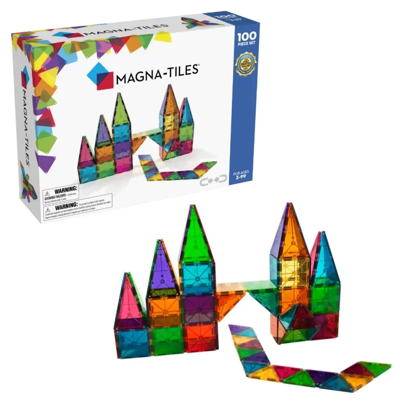 MAGNA-TILES Krāsaini magnētiskie konstruktori, 100 gab.