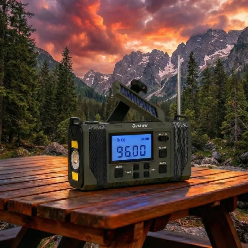 Hawk HWRDI420GN Radio Solar Dynamo With Flashlight