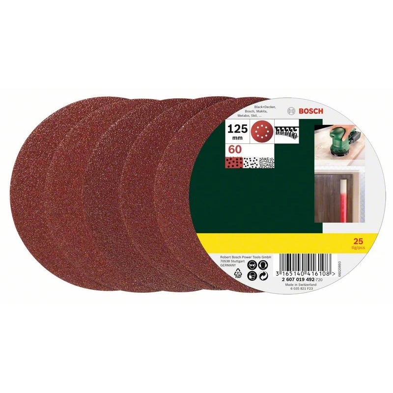 Slīppapīrs D 125 mm, K60 25 gab.