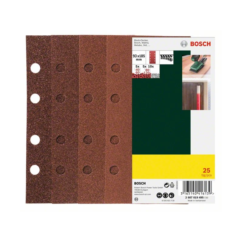 Slīppapīrs 93x185 mm 25 gab.