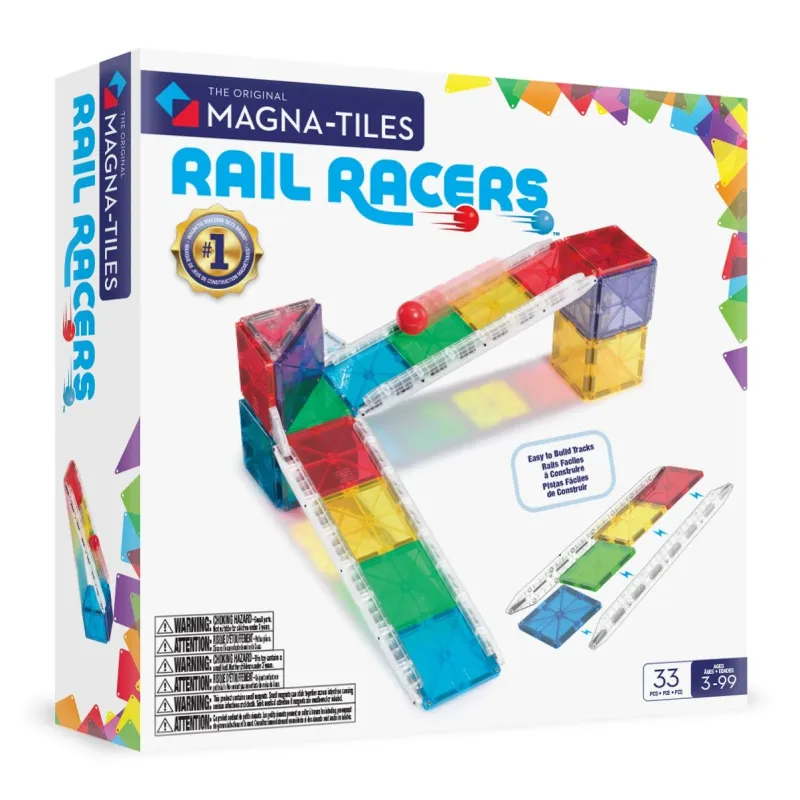 MAGNA-TILES Magnētiskais konstruktors Dzelzceļa sacīkstes, 27 gab.