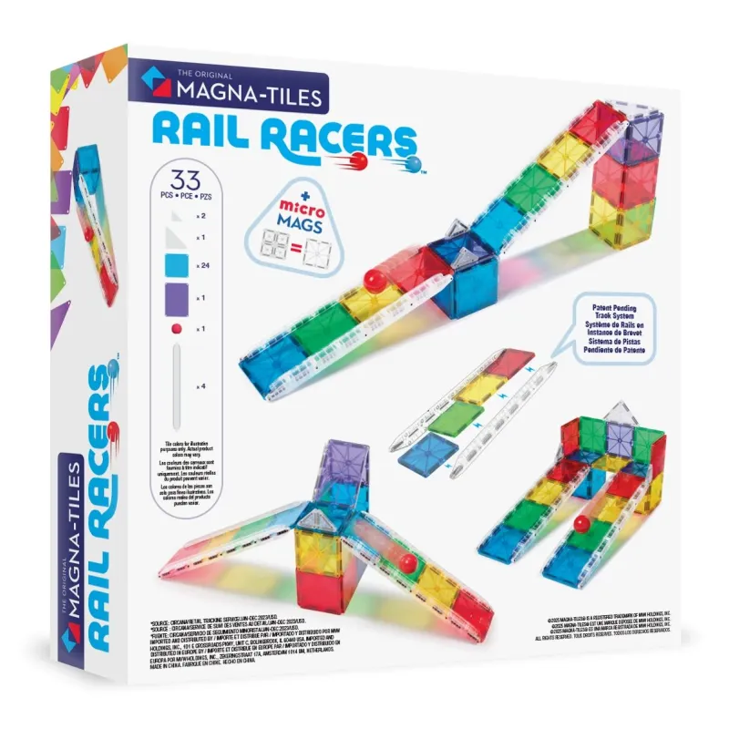 MAGNA-TILES Magnētiskais konstruktors Dzelzceļa sacīkstes, 27 gab.