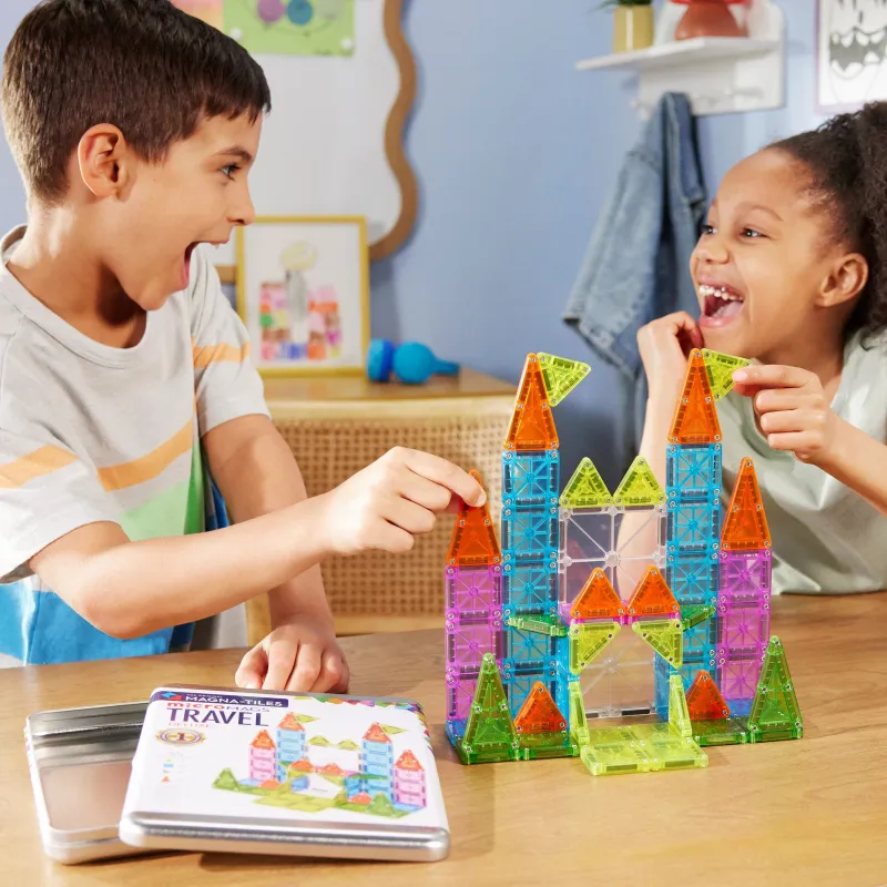 MAGNA-TILES magnētiskais konstruktoru komplekts Travel Deluxe, 55 gab.