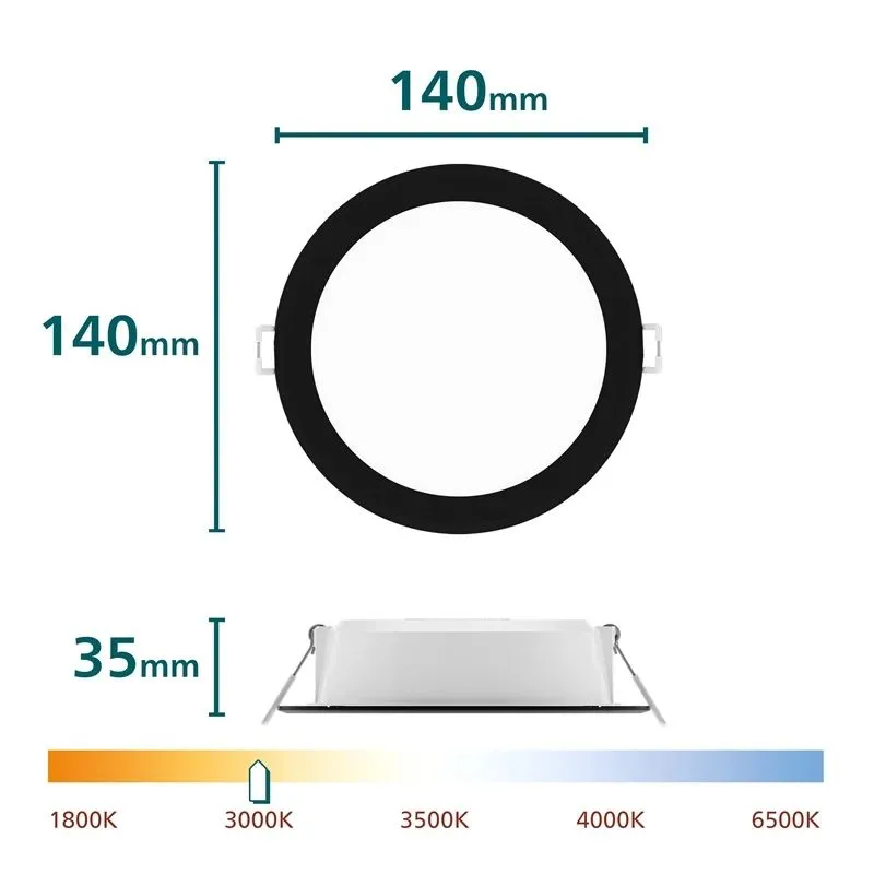 Iebūvējamais gaismeklis Philips LED.12.5W.3000K. DIA12.5.melns