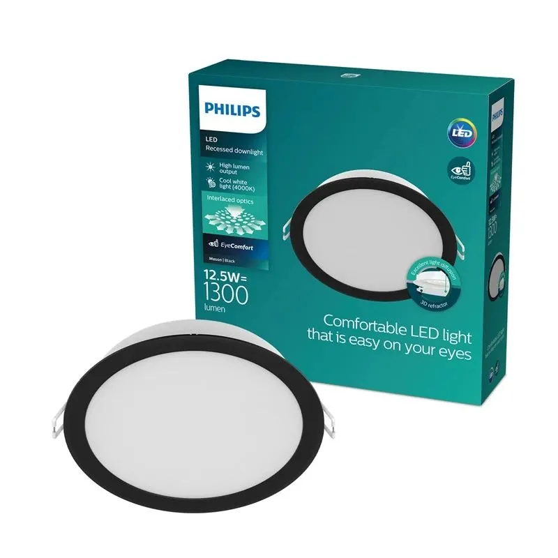 Iegremdējams Philips LED gaismeklis. 12.5W.4000K.DIA12.5.melns