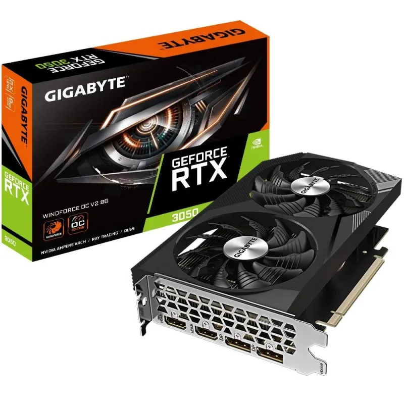 Graphics Card-GIGABYTE-NVIDIA GeForce RTX 3050-8 GB-GDDR6-128 bit-PCIE 4.0 16x-Memory 14000