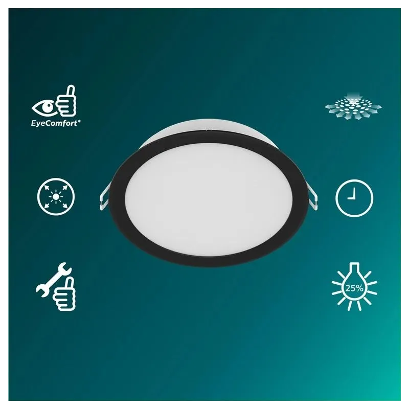 Iegremdējams gaismeklis Philips LED.16.5W. 3000K. DIA15. melns