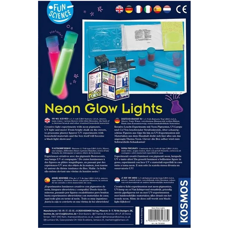 Eksperimentu komplekts Kosmos Neon Glow Lights 1KS616830