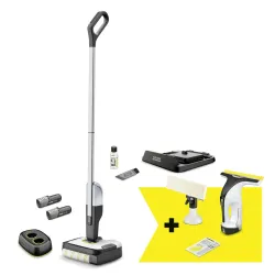 Vacuum Cleaner-KARCHER-FC 2-4 + WV 4-4 Set-Dry&wet-Electric mop-Black-Silver-Bagless-Battery- 2.2 kg-9.791-983.0