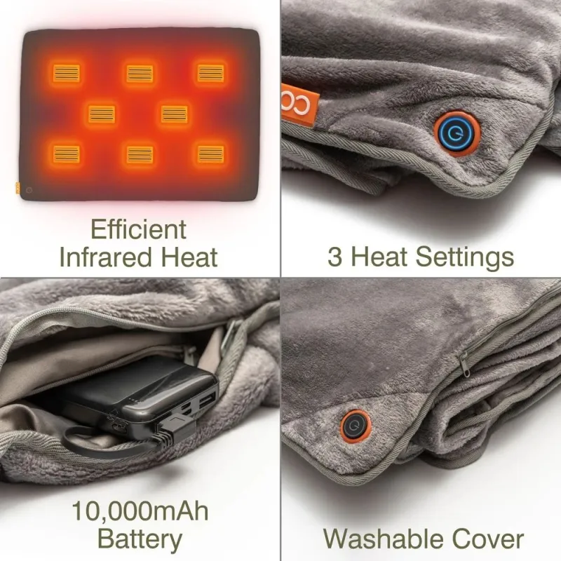 Bodi-Tek COZY Snuggle Blanket Heated Throw 130 x 160cm, Gray