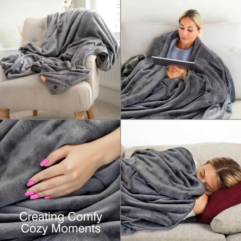 Bodi-Tek COZY Snuggle Blanket Heated Throw 130 x 160cm, Gray