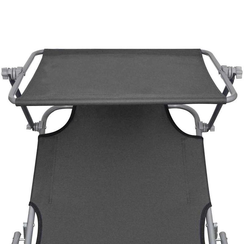 vidaXL saliekams sauļošanās zvilnis ar jumtiņu, tērauds, pelēks