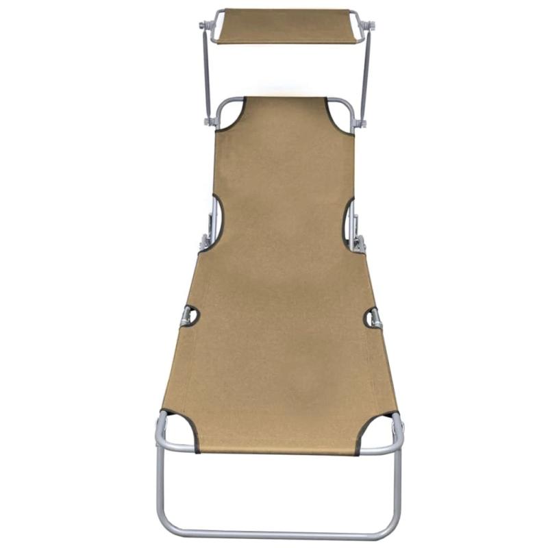 vidaXL saliekams sauļošanās zvilnis ar jumtiņu, tērauds, pelēkbrūns