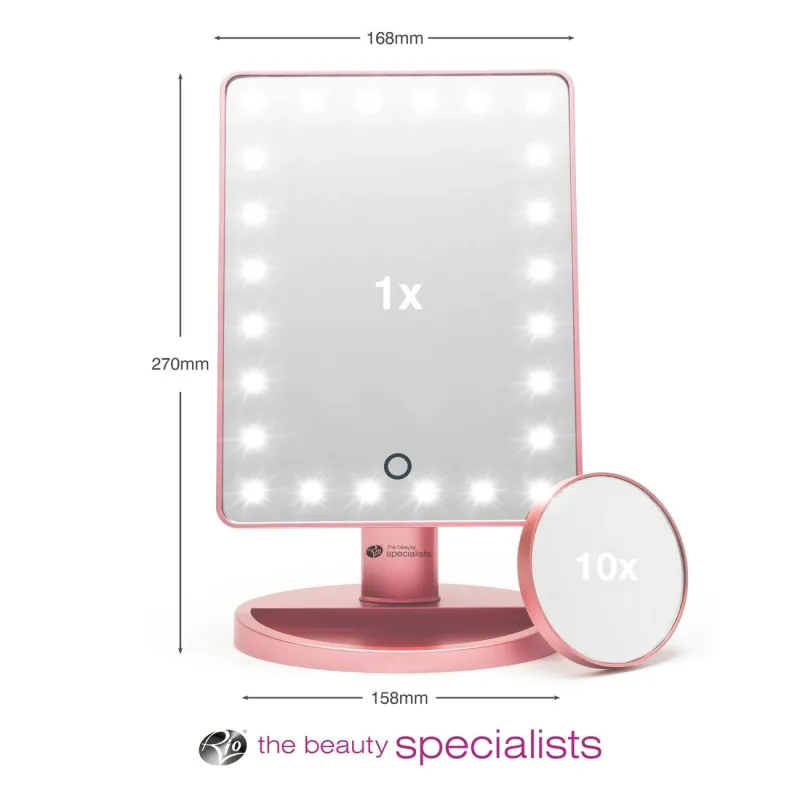 Rio 24 LED Touch Dimmable Makeup Mirror Rose Gold