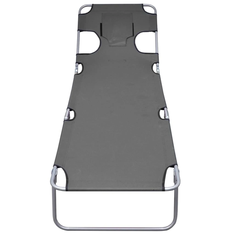 vidaXL sauļošanās zvilnis, regulējama atzveltne, saliekams, pelēks