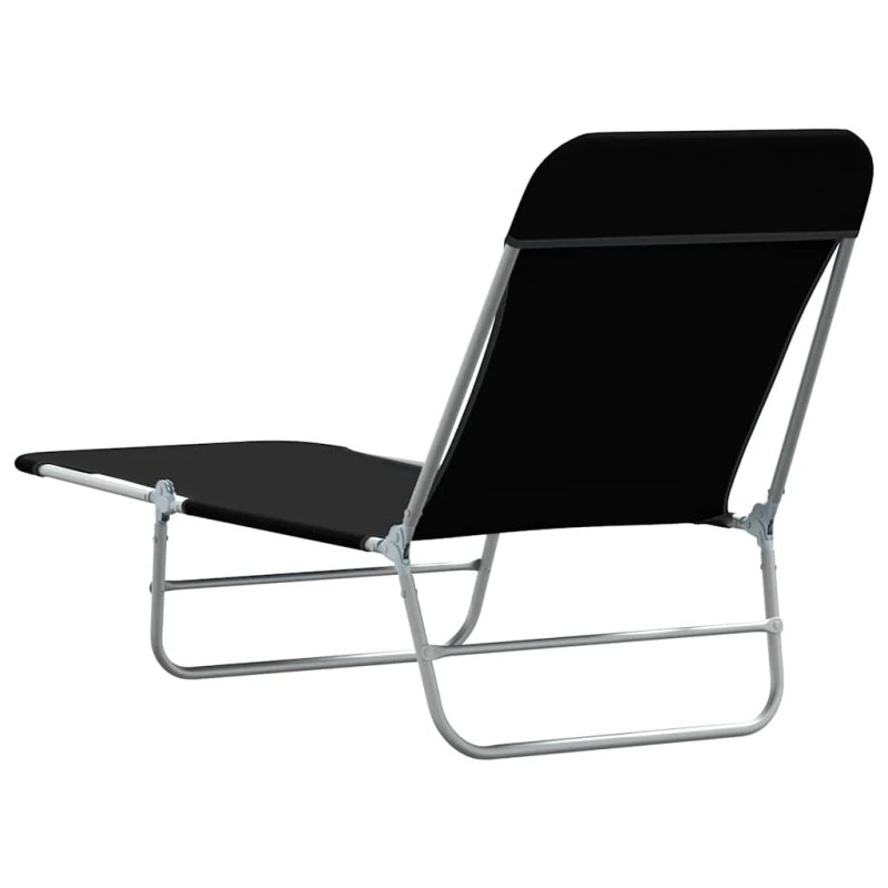 vidaXL saliekami sauļošanās zviļņi, 2 gab., tērauds, melns audums