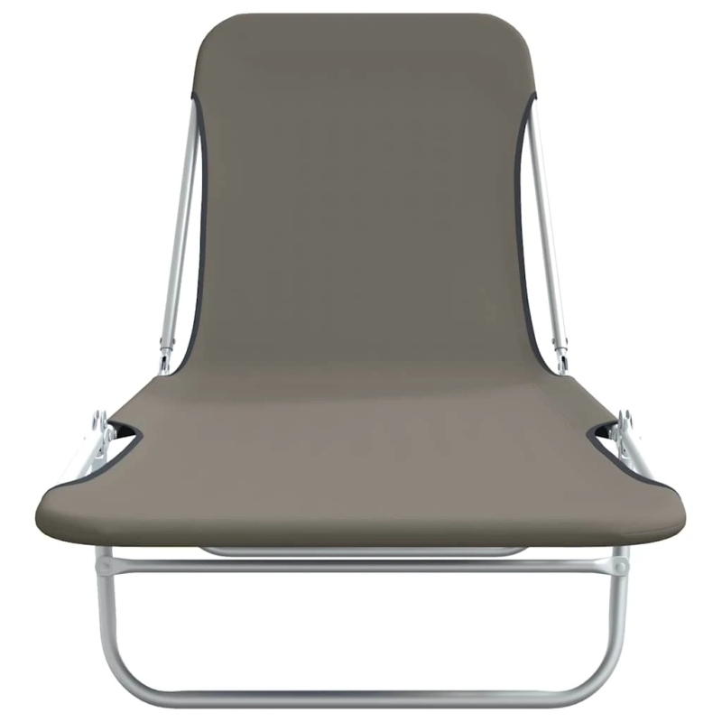 vidaXL saliekami sauļošanās zviļņi, 2 gab., tērauds, pelēks audums