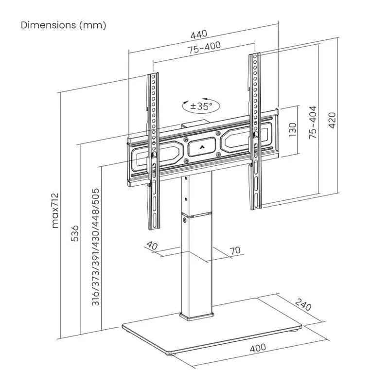 Tv set acc tabletop stand-32 - 65 tvs-d65s-01 gembird