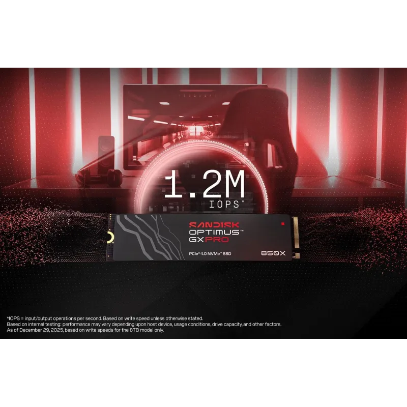 SSD-SANDISK-1200xTBW rating-MTBF 1750000 h-Read speed 7300 MB-s-Write speed 6600 MB-s-NVMe Yes-PCI Express 4.0-M.2-2000